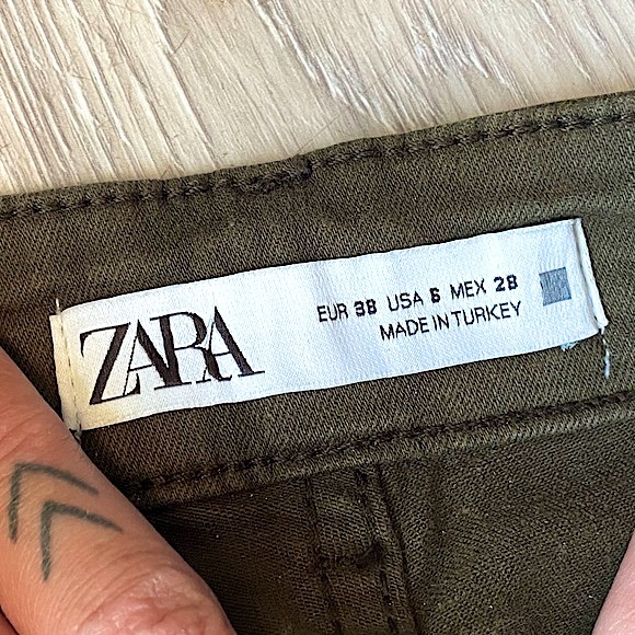 ZARA • High-Rise Stretchy Denim Skinny Jeans • Size W6 x L27 • Army Green - Picture 4 of 13